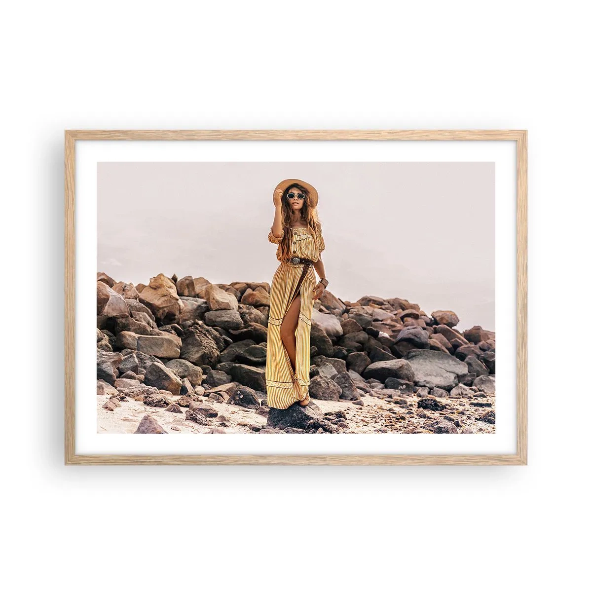 Pôster com moldura de carvalho claro - A magia das pedras - 70x50 cm