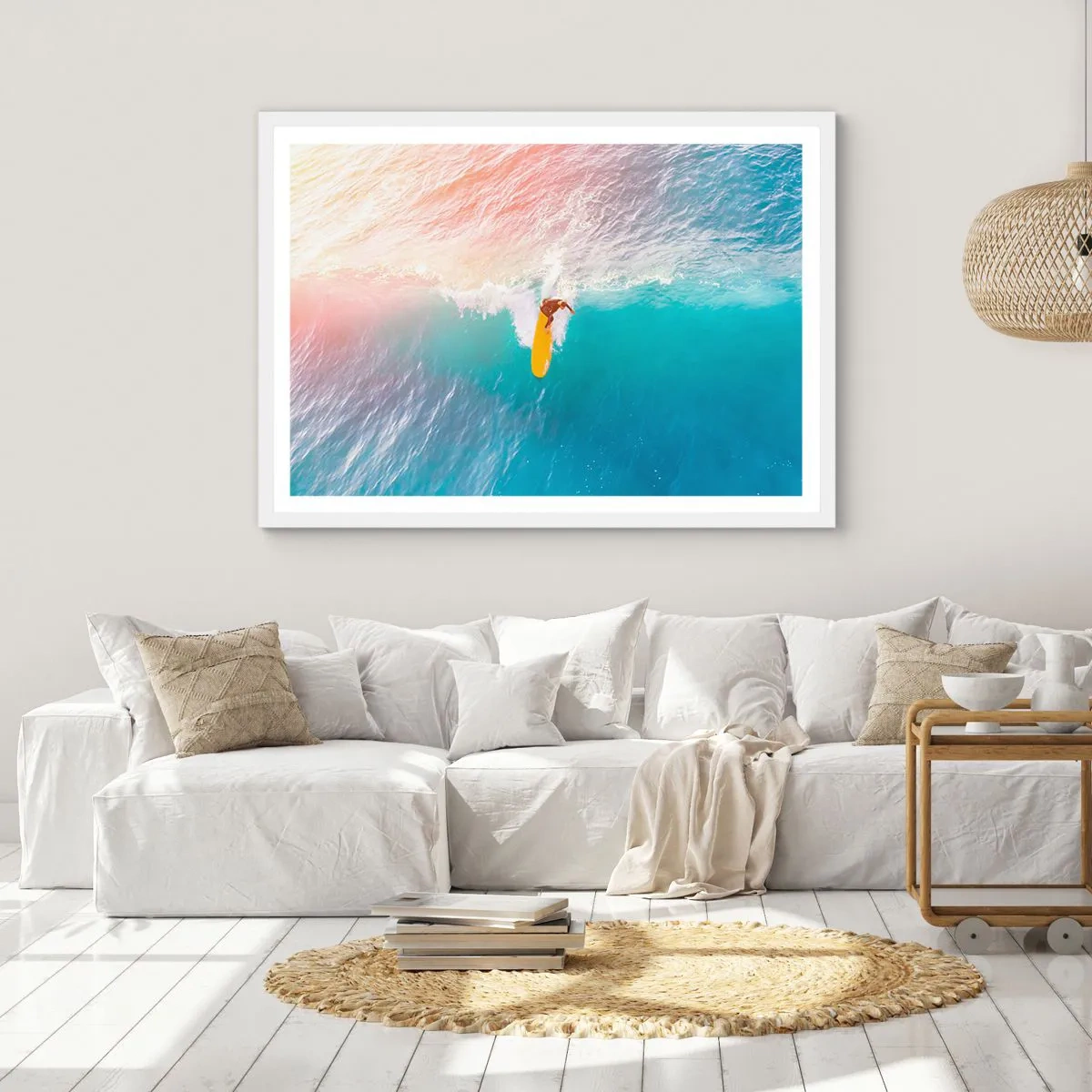 Pôster em moldura branca - Cavaleiro oceânico - 91x61 cm