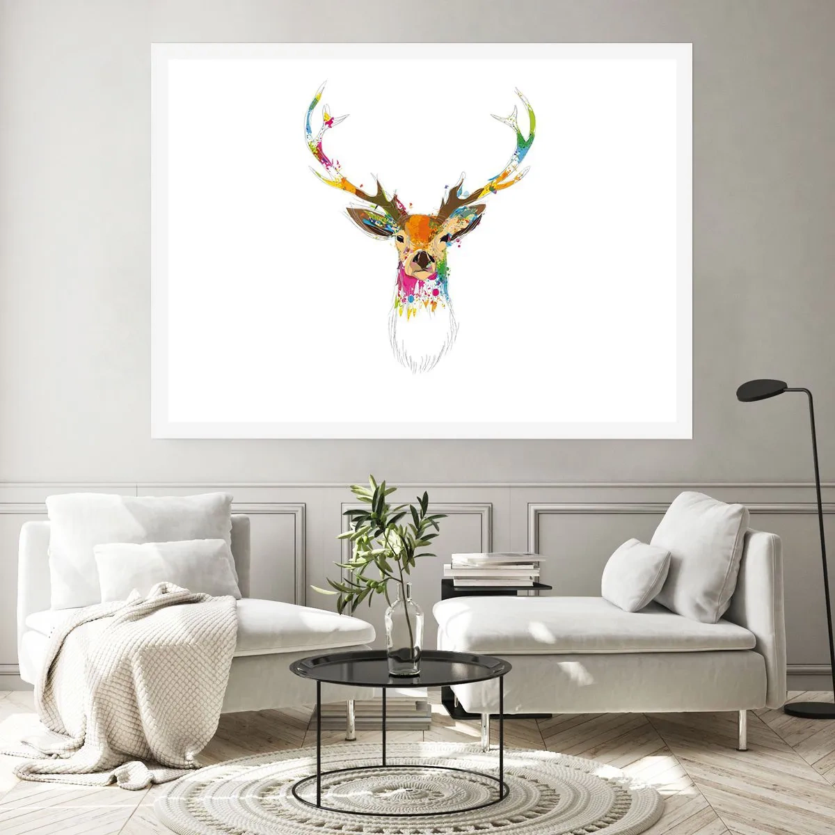 Pôster - Um cervo gentil banhado em cores - 50x40 cm