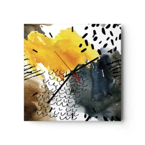 Relógio de parede - Relógio em vidro - Reunião dos elementos da natureza - 30x30 cm