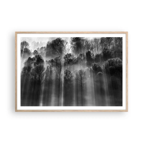 Pôster com moldura de carvalho claro - Em correntes de luz - 100x70 cm