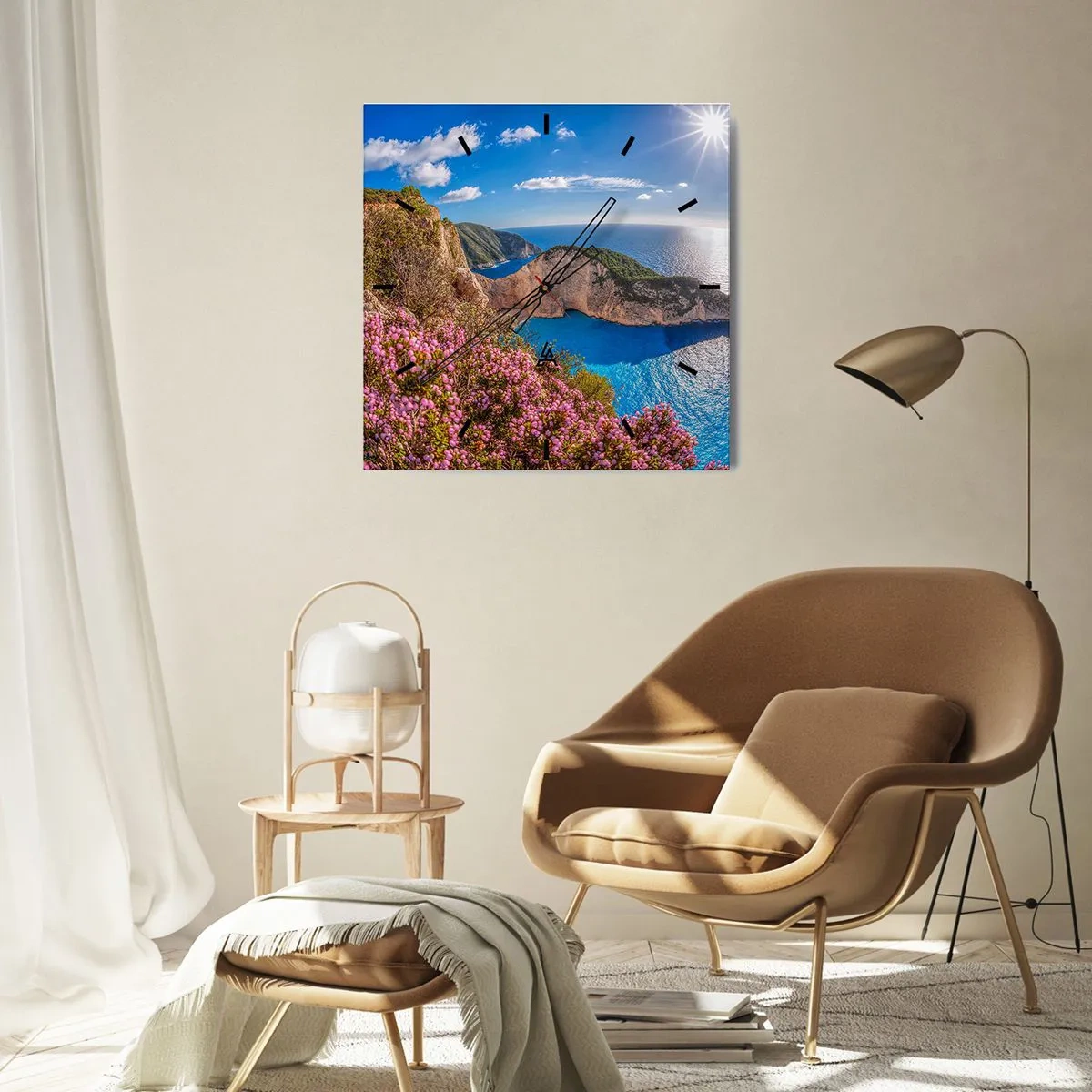 Relógio de parede - Relógio em vidro - As minhas grandes férias gregas - 30x30 cm