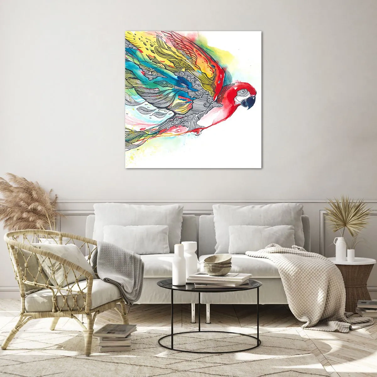 Quadro em vidro - Viva com cor - 30x30 cm