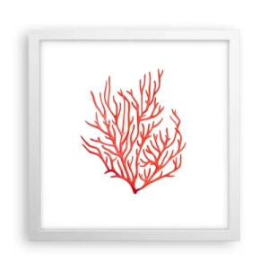 Pôster em moldura branca - Filigrana coral - 30x30 cm
