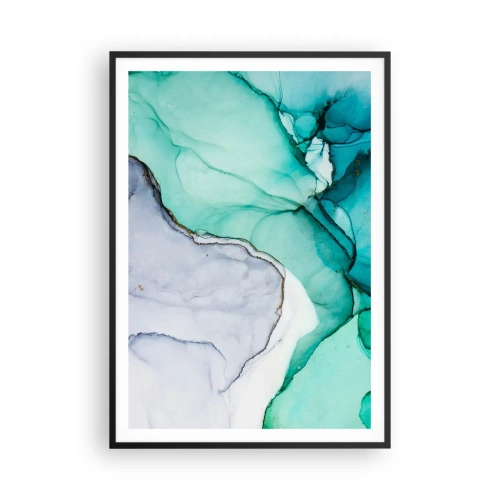 Pôster com moldura preta - Estudo em turquesa - 70x100 cm