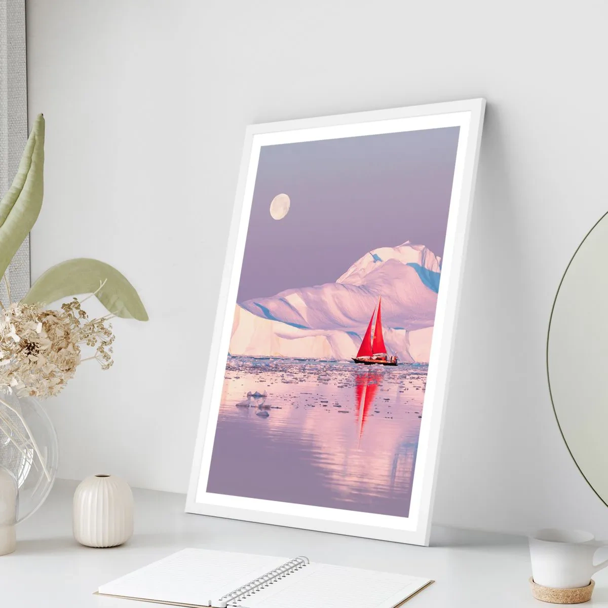 Pôster em moldura branca - O calor da vela, a frieza do gelo - 70x100 cm