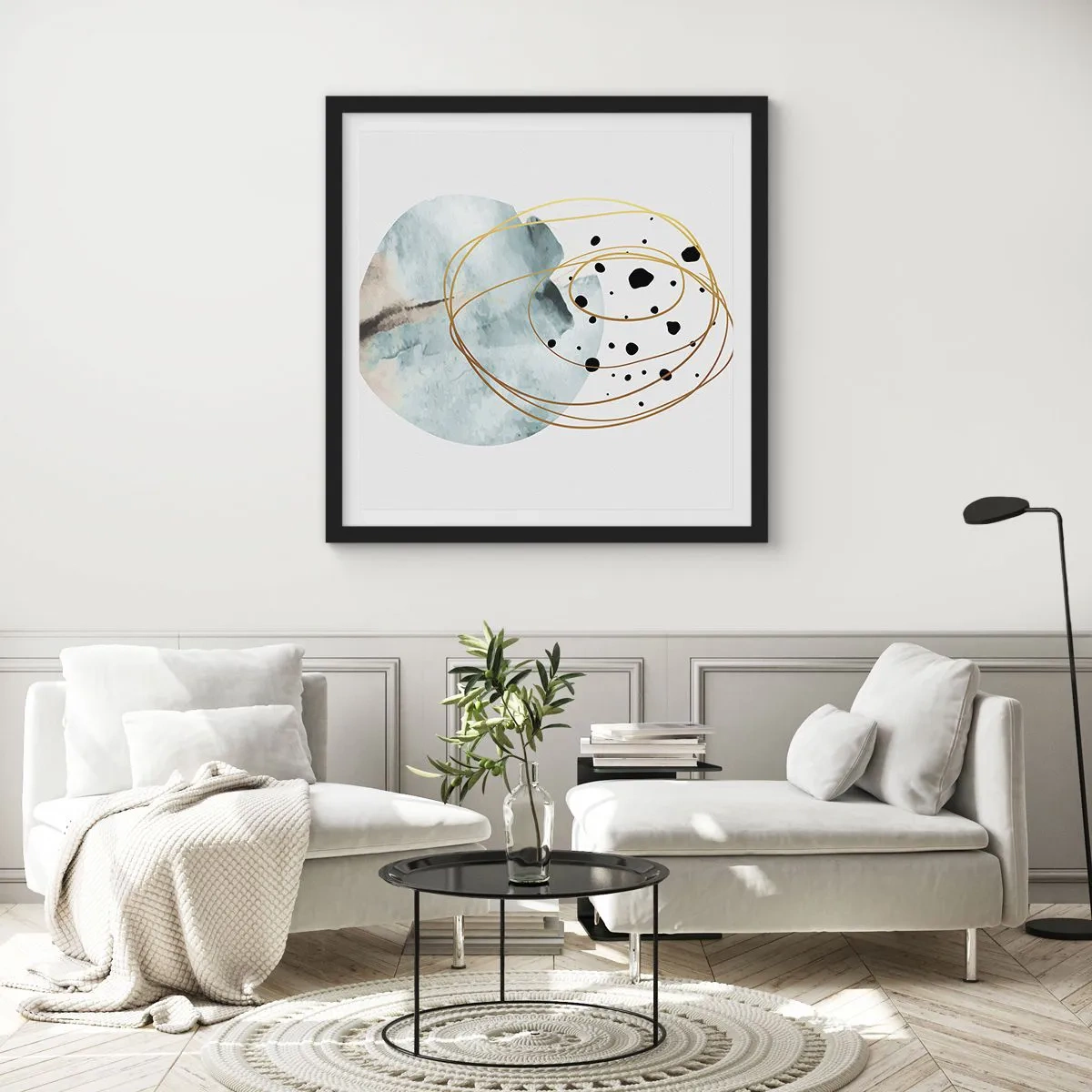 Pôster com moldura preta - No abraço ao espaço - 50x50 cm