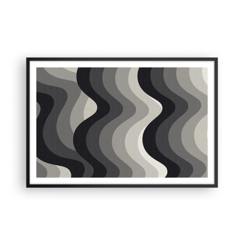 Pôster com moldura preta - Onda após onda - 91x61 cm