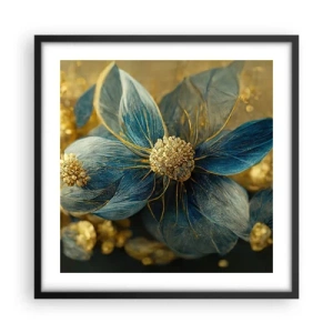 Pôster com moldura preta - Florescer com ouro - 50x50 cm
