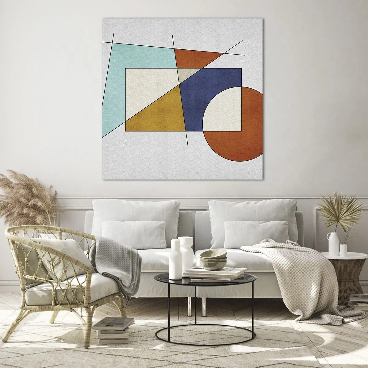 Quadro em vidro - Abstração: diversão modernista - 70x70 cm