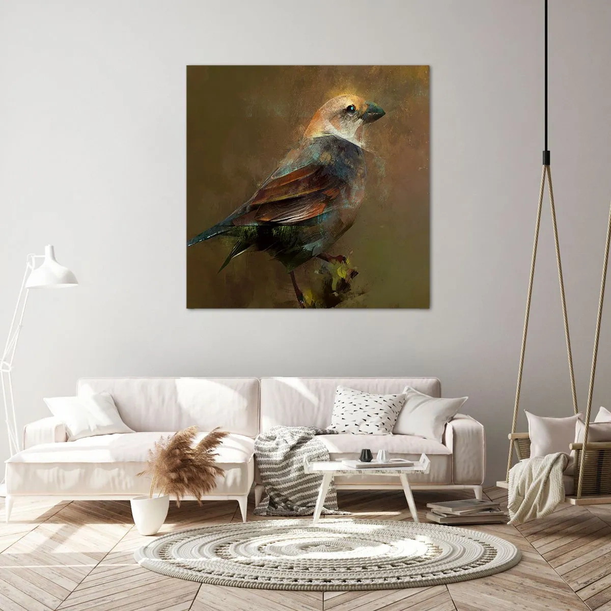 Quadro em tela - Pardal, pequeno passarinho - 30x30 cm