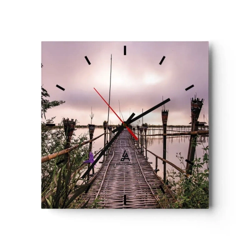 Relógio de parede - Relógio em vidro - Paz e tranquilidade da Ásia - 40x40 cm