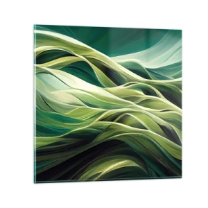 Quadro em vidro - Jogo verde abstrato - 30x30 cm