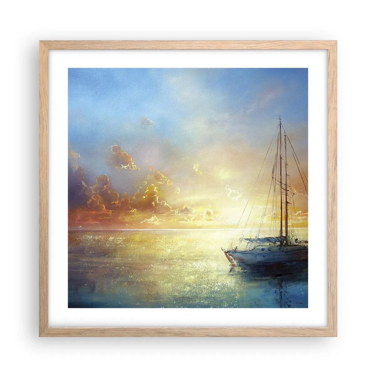 Pôster com moldura de carvalho claro - Na baía dourada - 50x50 cm