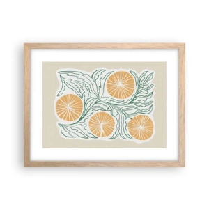 Pôster com moldura de carvalho claro - Étnico com um toque de abstração - 40x30 cm