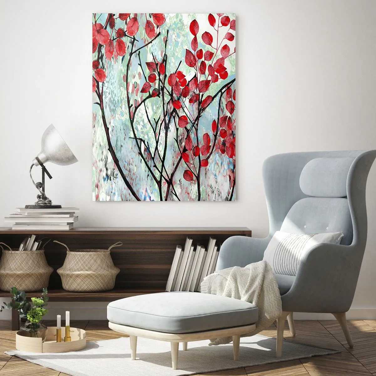 Quadro em vidro - Árvore em escarlate - 50x70 cm