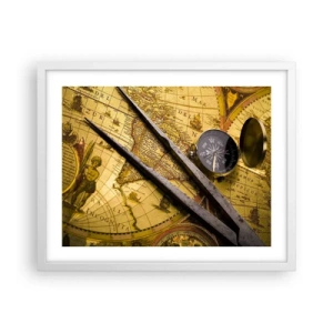 Pôster em moldura branca - Onde estão esses tesouros? - 50x40 cm