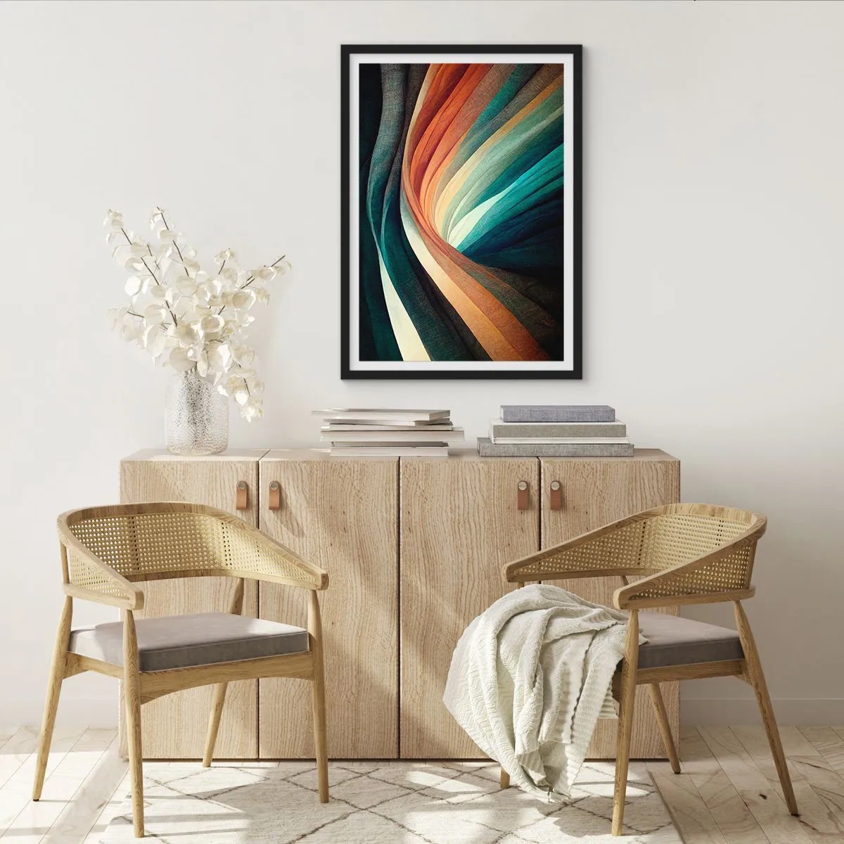 Pôster com moldura preta - Tecido de cores - 70x100 cm