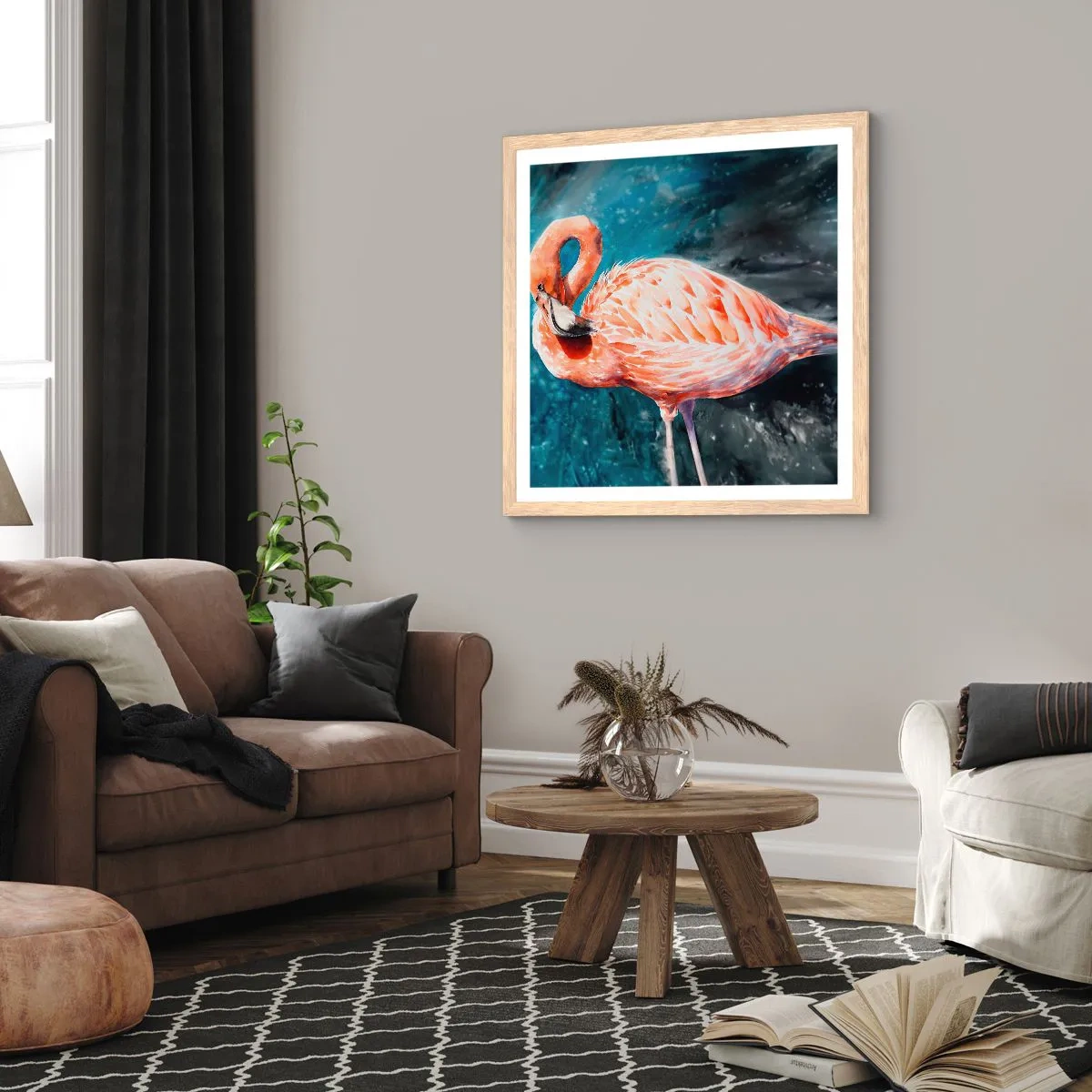 Pôster com moldura de carvalho claro - Decorativo por natureza - 60x60 cm