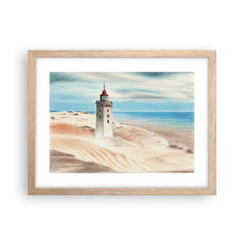 Pôster com moldura de carvalho claro - Sempre a olhar para o mar - 40x30 cm