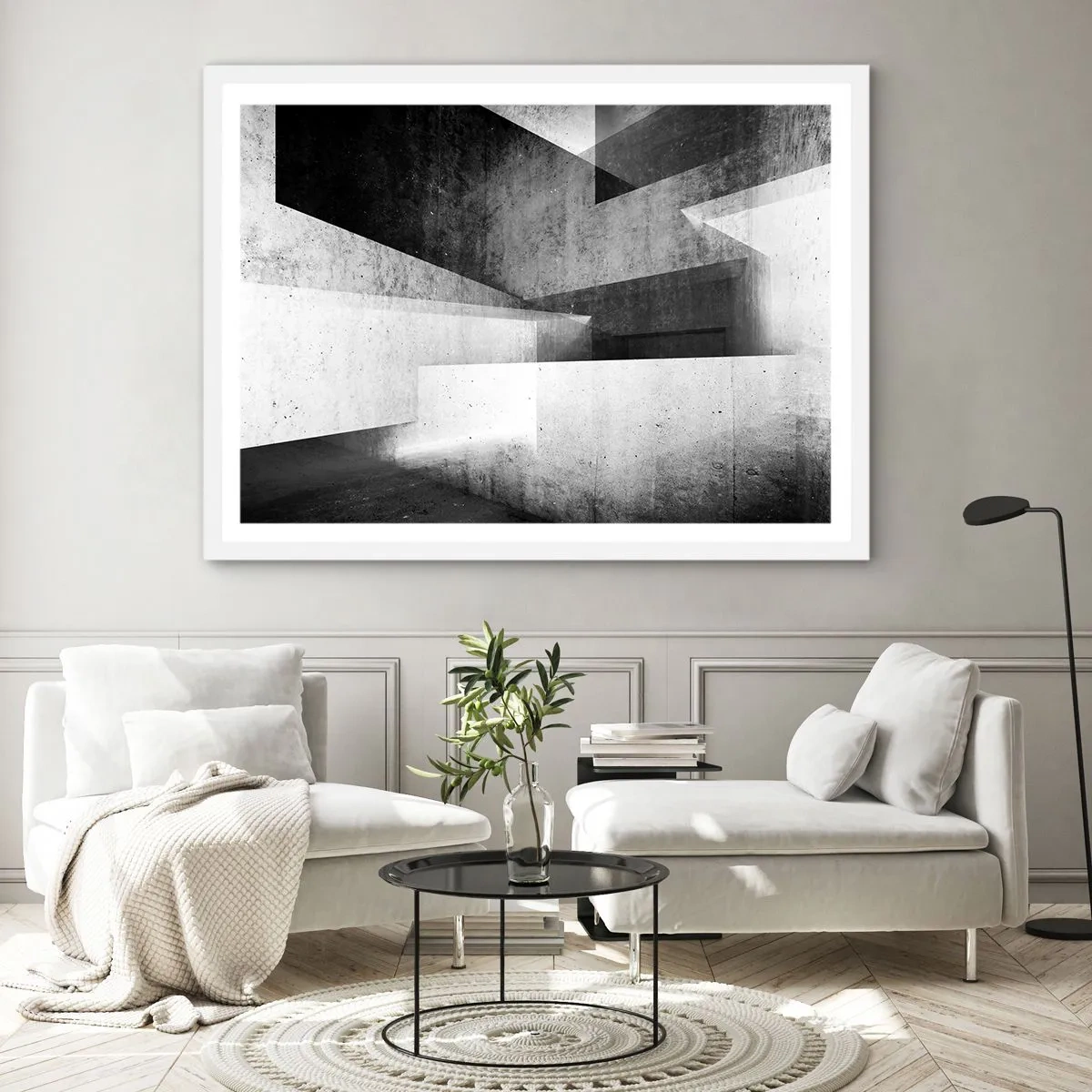 Pôster em moldura branca - Estrutura espacial - 91x61 cm