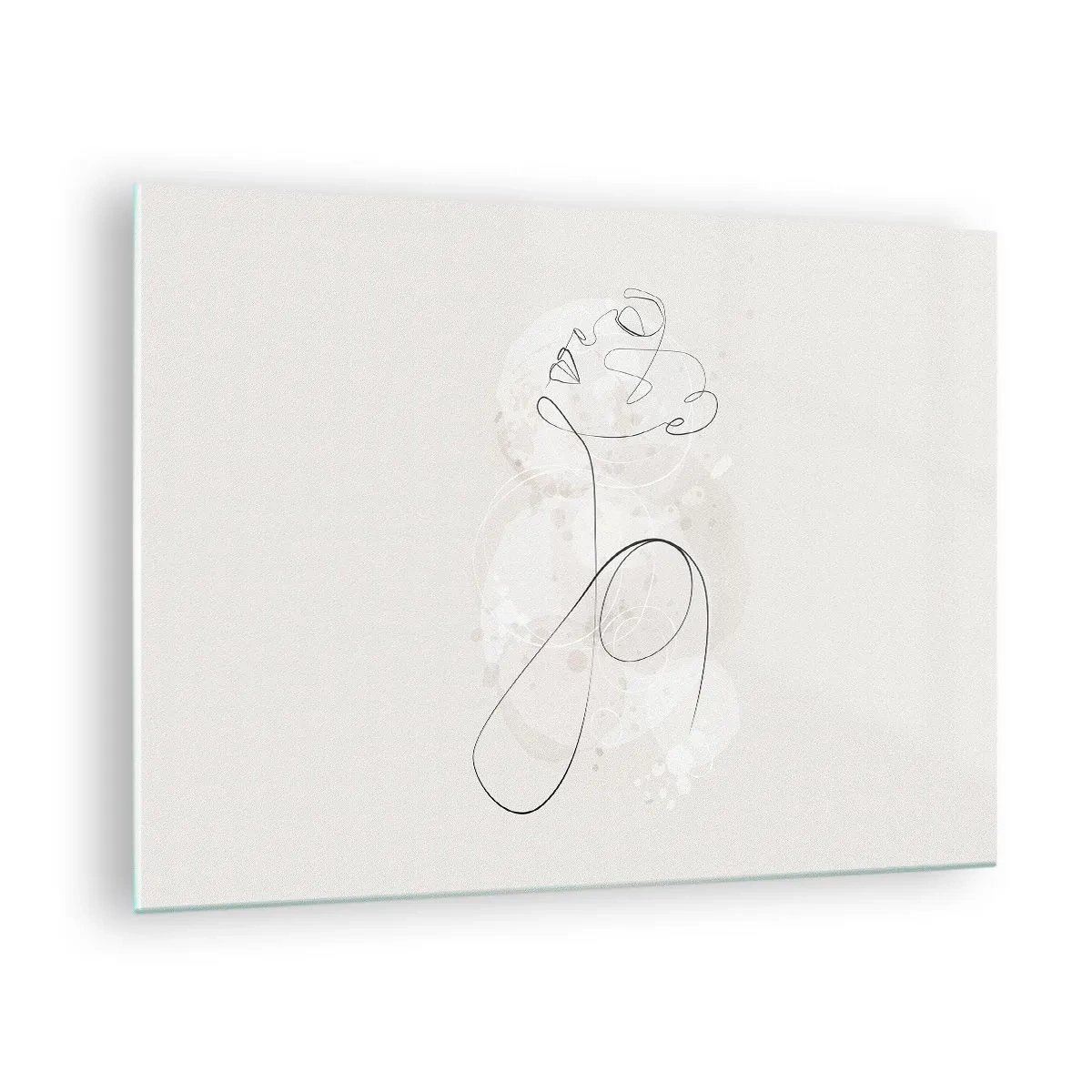 Quadro em vidro - Retrato abstrato em tons de branco - 70x50cm - O espiral de beleza - Decoração de parede moderna para a sala de estar e quarto ARTTOR