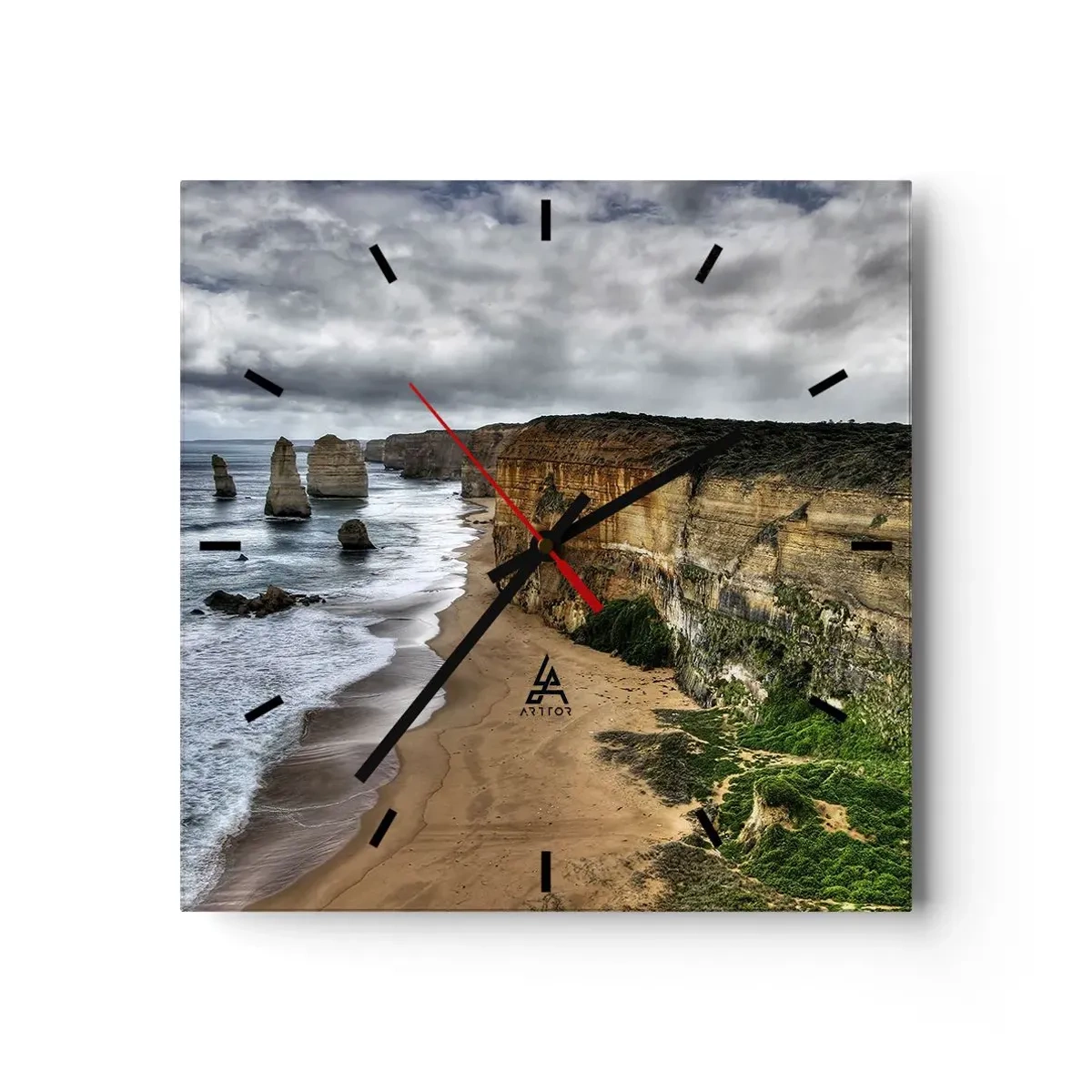 Relógio de parede - Relógio em vidro - Beleza crua - 40x40 cm