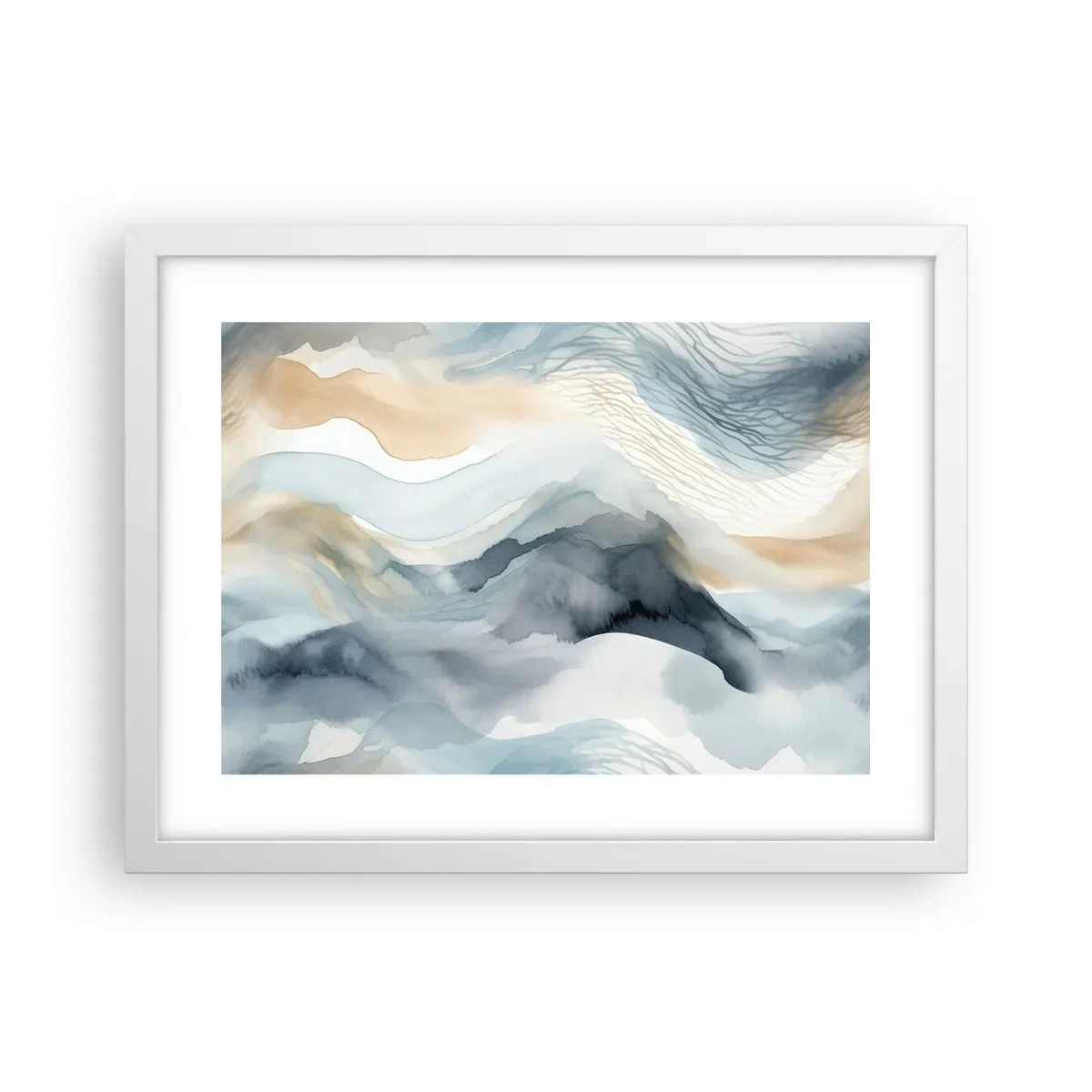 Pôster em moldura branca - Abstração nevada e nebulosa - 40x30 cm