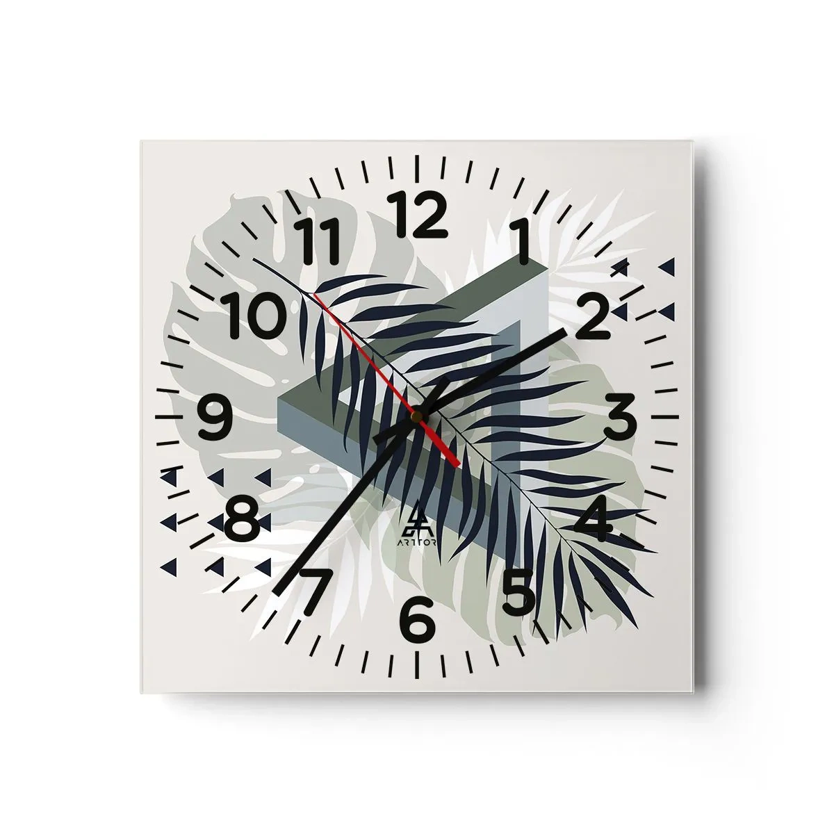 Relógio de parede - Relógio em vidro - Natureza e geometria – duas ordens? - 40x40 cm
