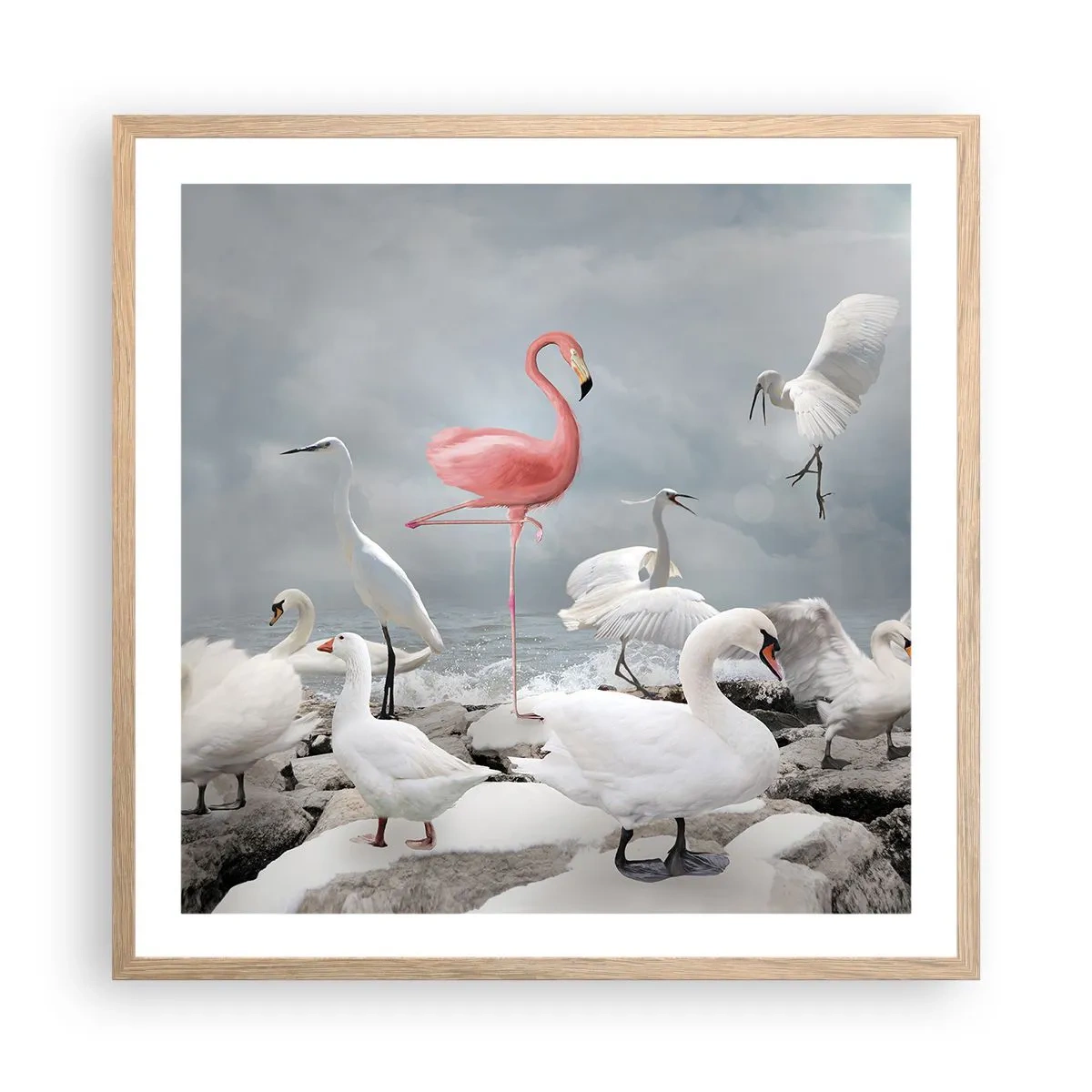 Pôster com moldura de carvalho claro - Como vim parar aqui? - 60x60 cm