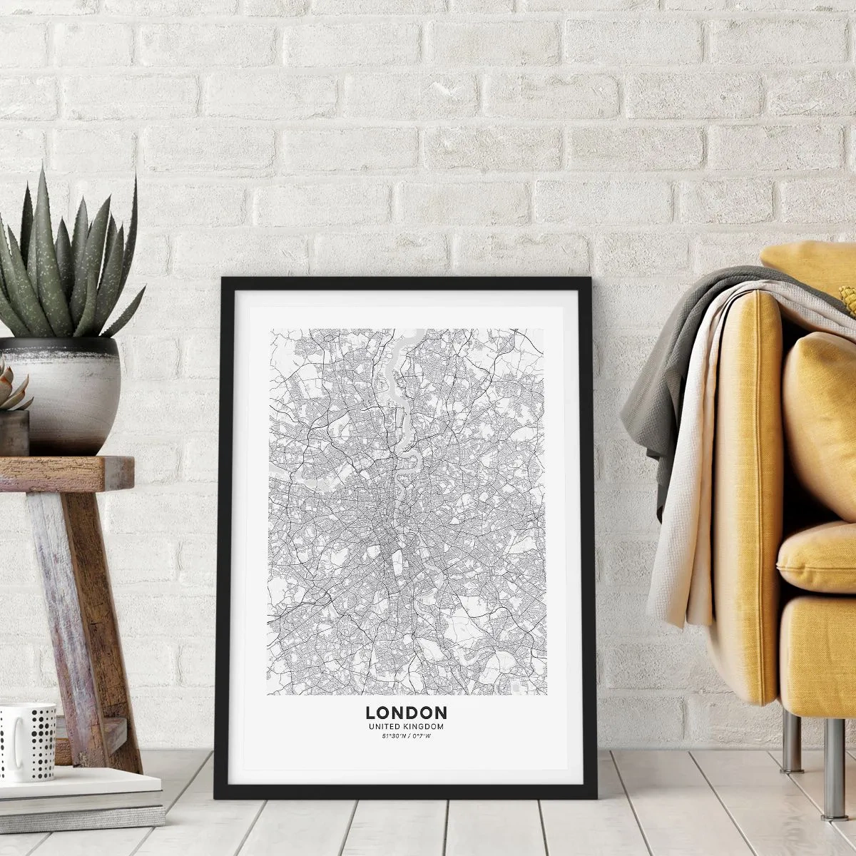 Pôster com moldura preta - Mapa do labirinto de Londres - 30x40 cm