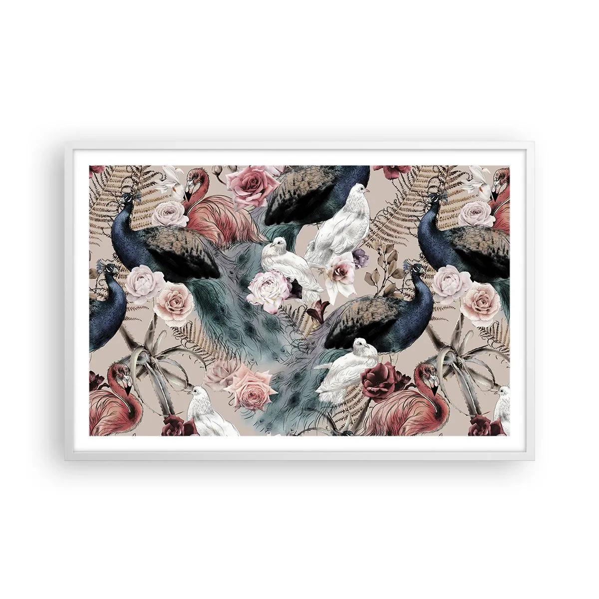 Pôster em moldura branca - No jardim do palácio - 91x61 cm