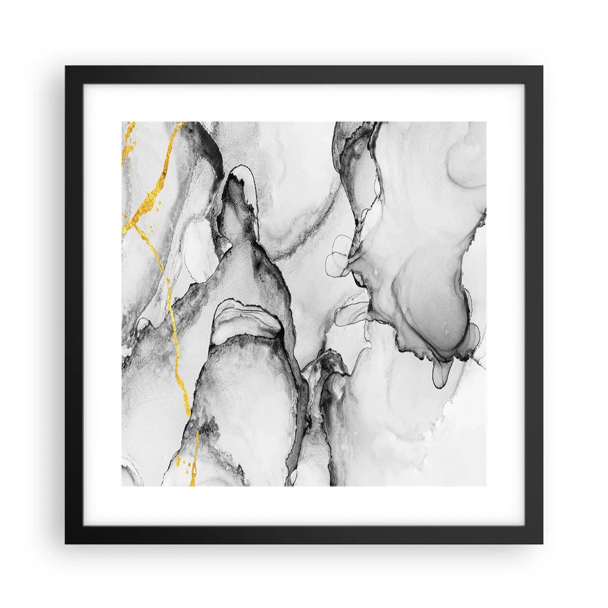 Pôster com moldura preta - Composição dourada - 40x40 cm