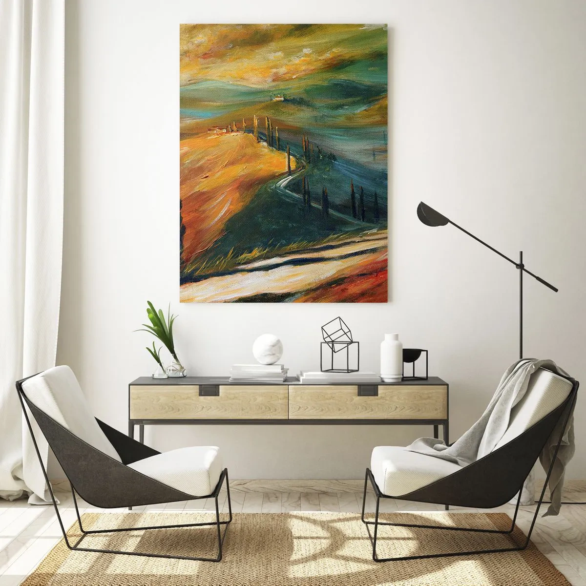 Quadro em vidro - Paisagem da Toscana - 80x120 cm