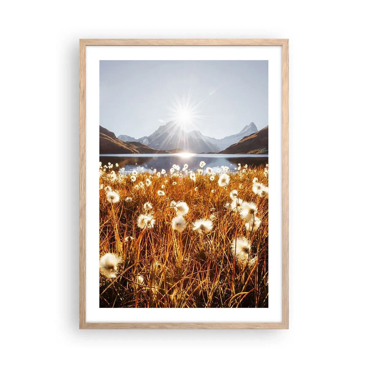 Pôster com moldura de carvalho claro - Dureza da rocha, suavidade da relva - 50x70 cm