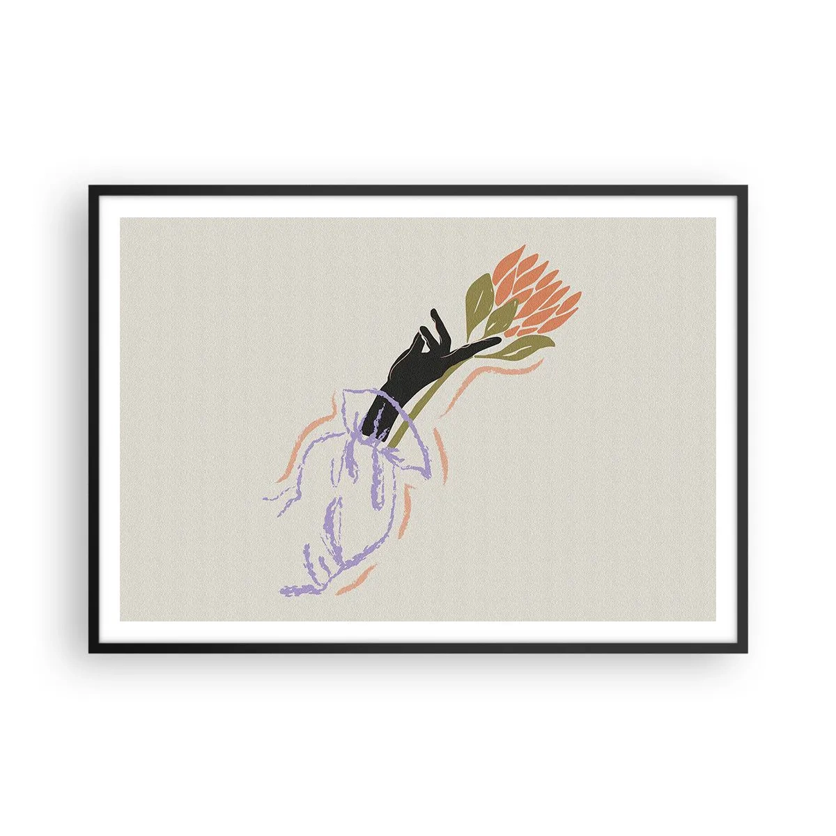 Pôster com moldura preta - Toque fraterno - 100x70 cm
