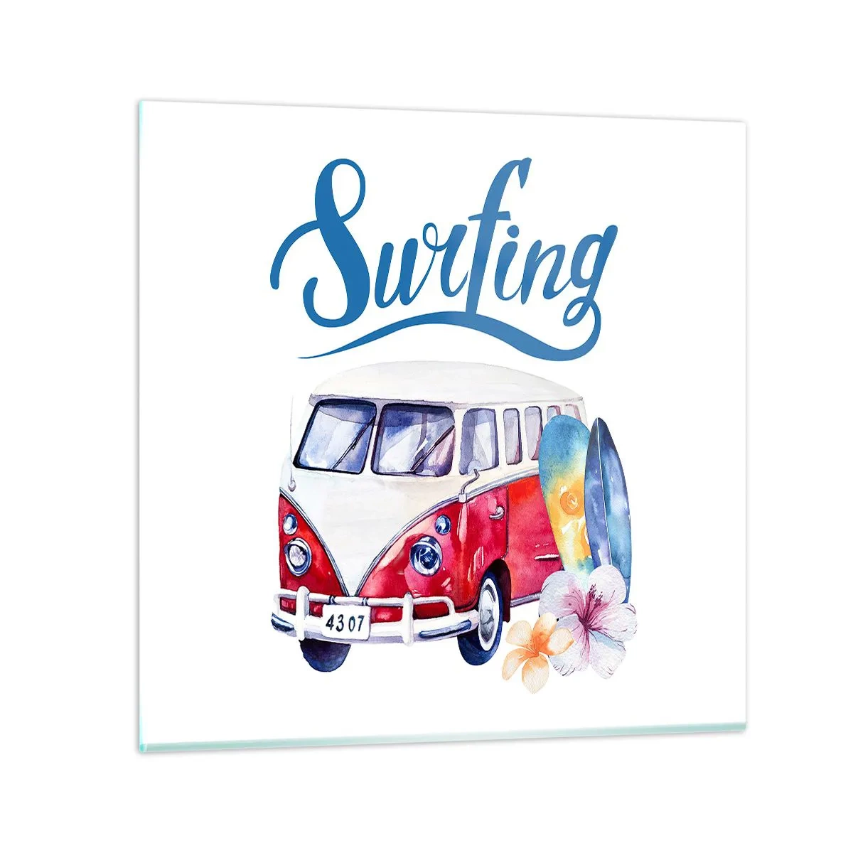 Quadro em vidro - Pepino - um clássico para um surfista - 60x60 cm