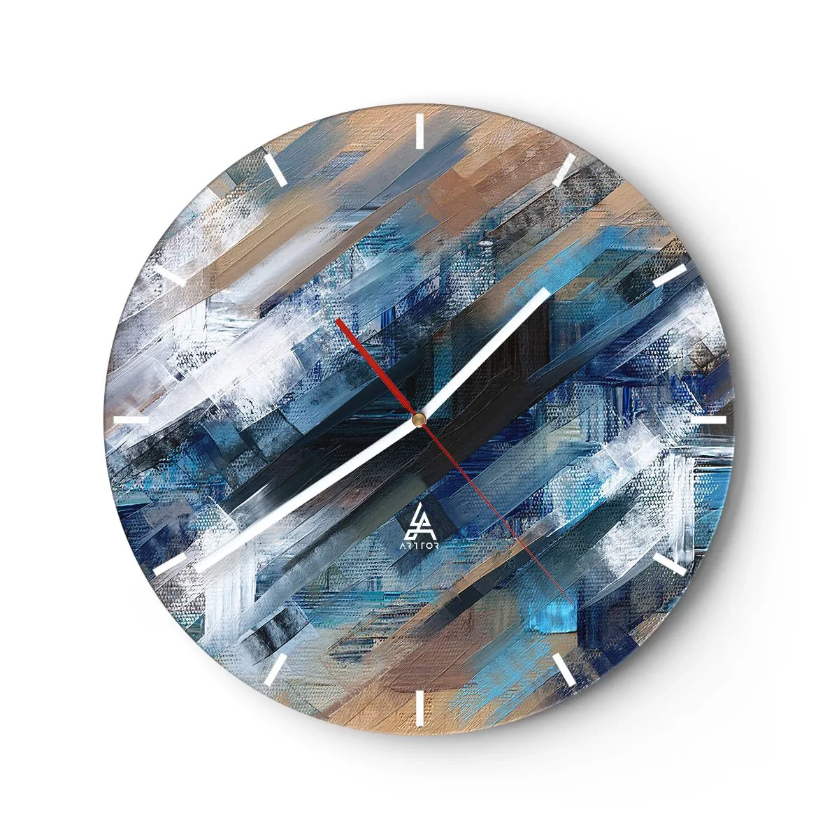 Relógio de parede - Relógio em vidro - Numa diagonal azul - 40x40 cm