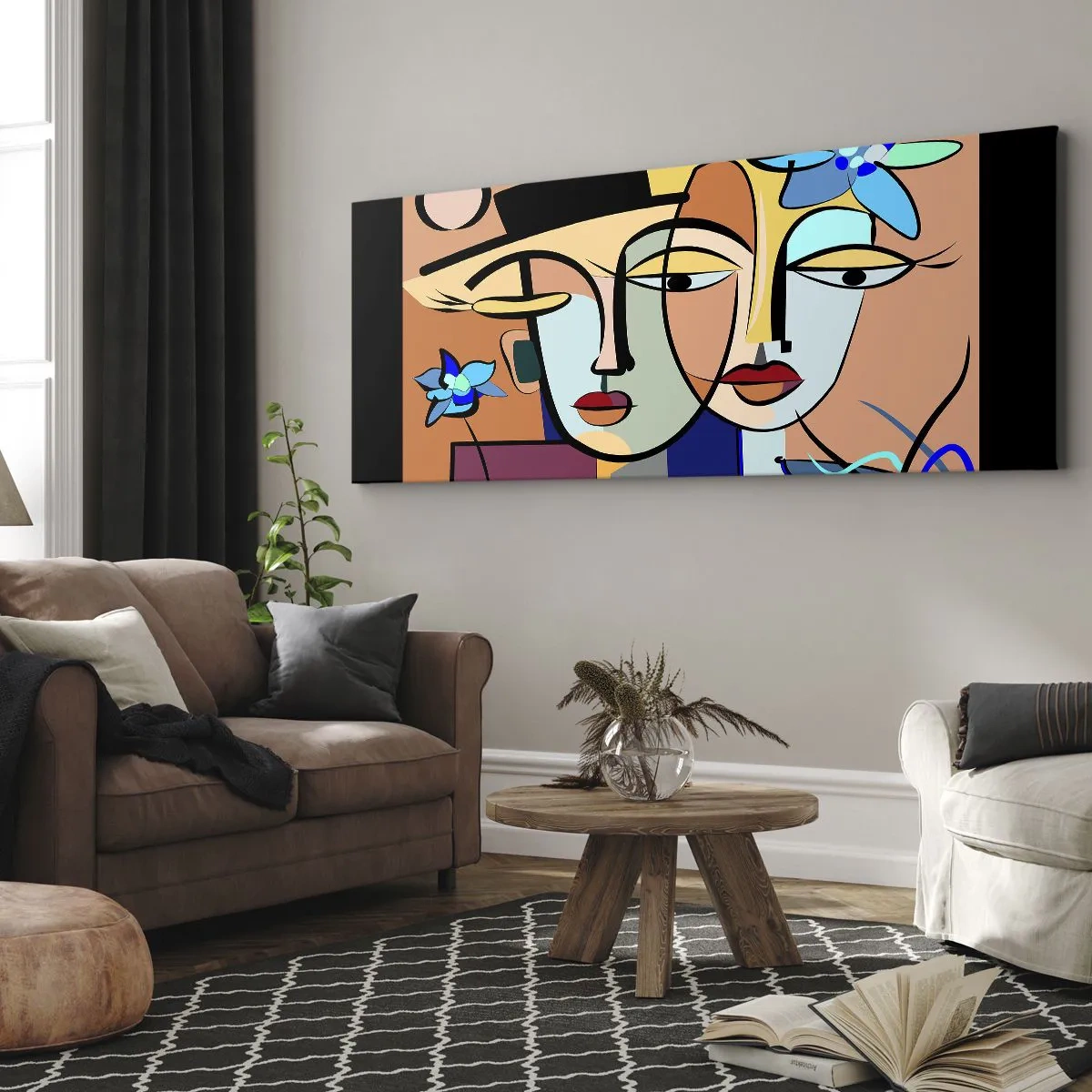 Quadro em tela - O randez vous de Picasso - 160x50 cm