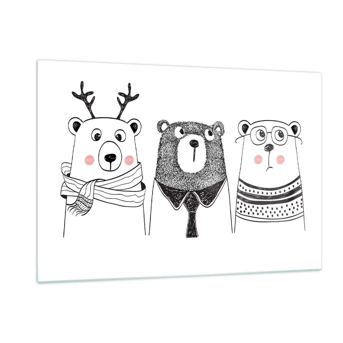 Quadro em vidro - Urso, ursinho e ursão - 120x80 cm