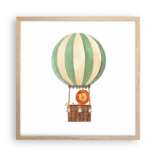 Pôster com moldura de carvalho claro - As viagens de Leon - 50x50 cm