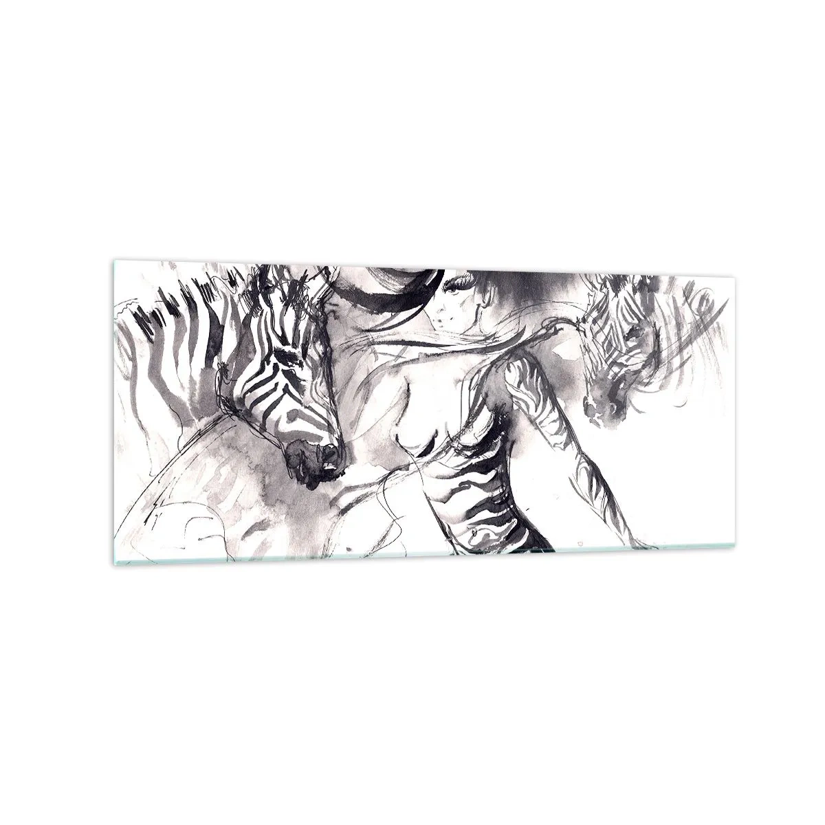 Quadro em vidro - Dançando com as zebras - 120x50 cm