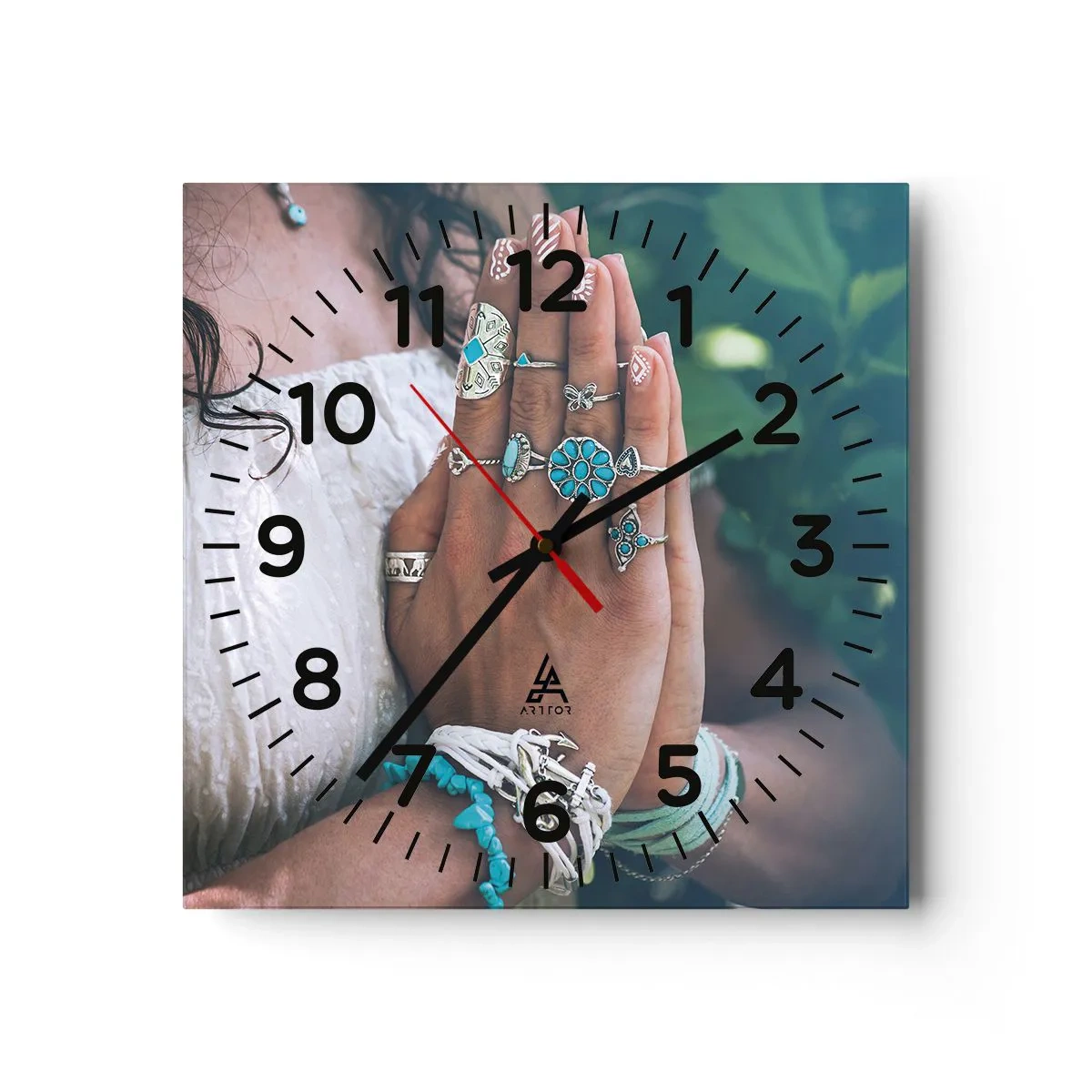 Relógio de parede - Relógio em vidro - Bem-vindo ao centro do ser - 40x40 cm