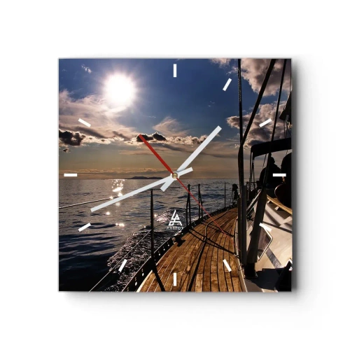 Relógio de parede - Relógio em vidro - Sob velas em direção ao sol - 30x30 cm