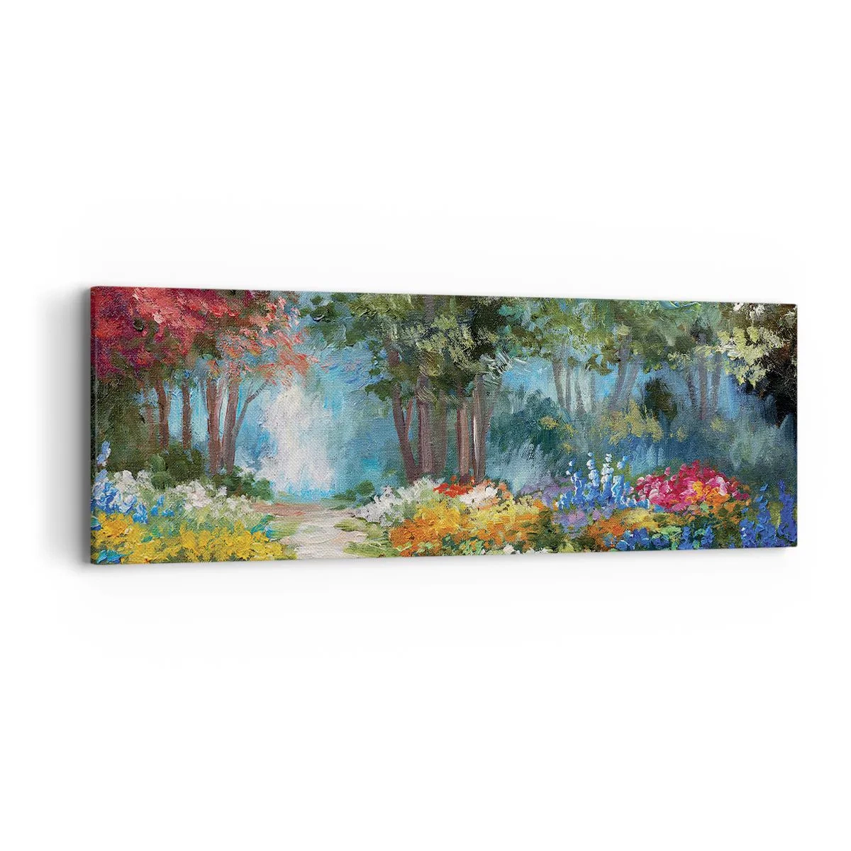 Quadro em tela - Jardim florestal, floresta florida - 90x30 cm