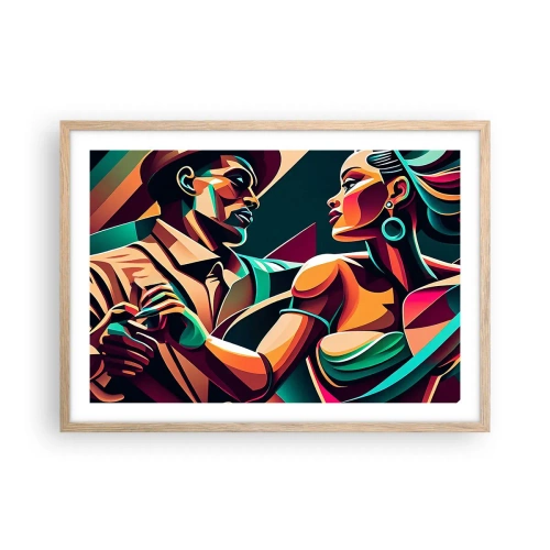 Pôster com moldura de carvalho claro - No ritmo do coração - 70x50 cm