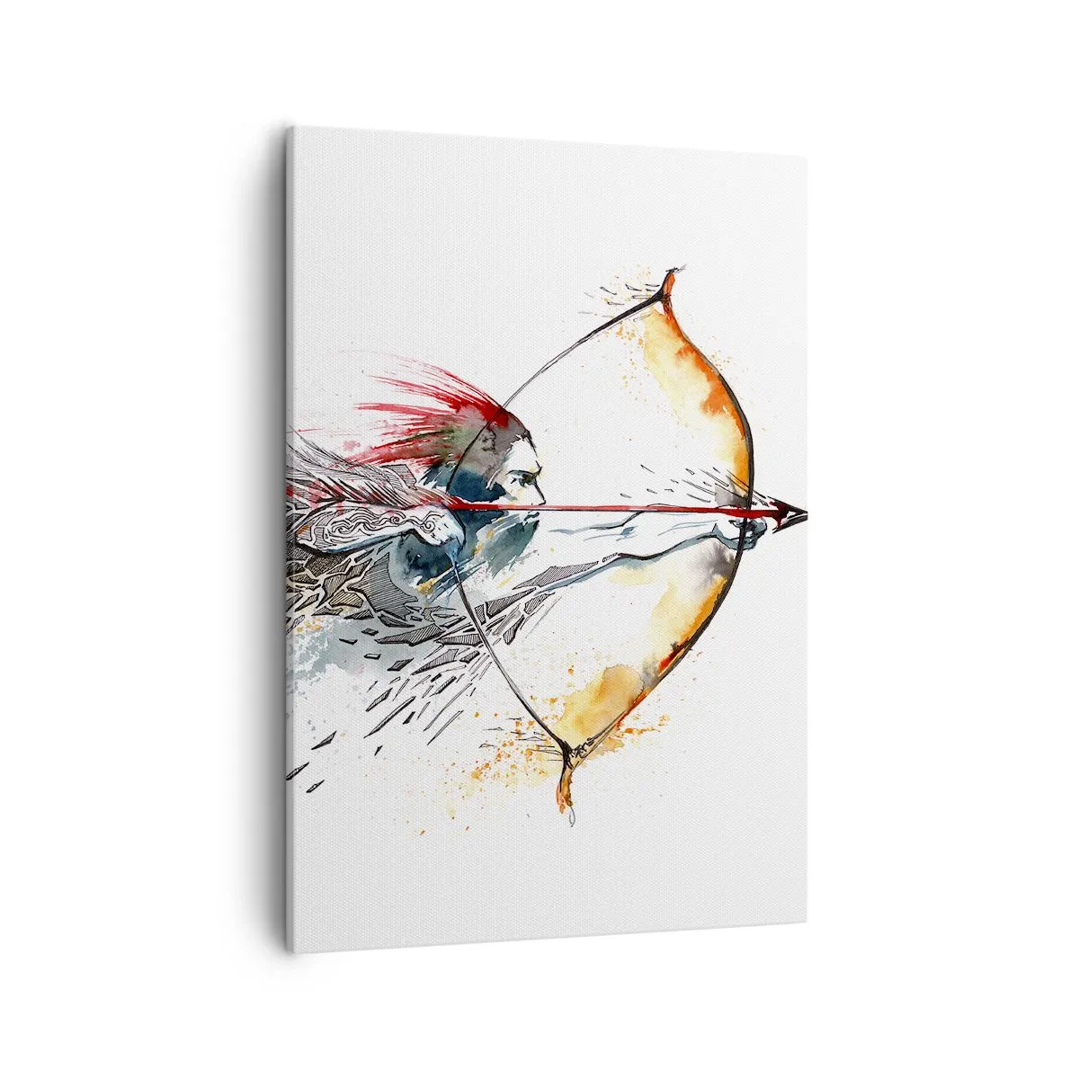 Quadro em tela - Guerreiro mítico com um arco de fogo - 50x70 cm