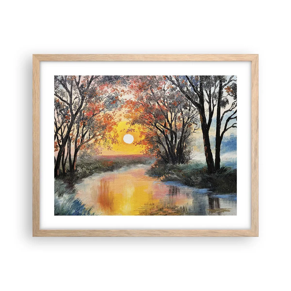 Pôster com moldura de carvalho claro - Vibrações de outono - 50x40 cm