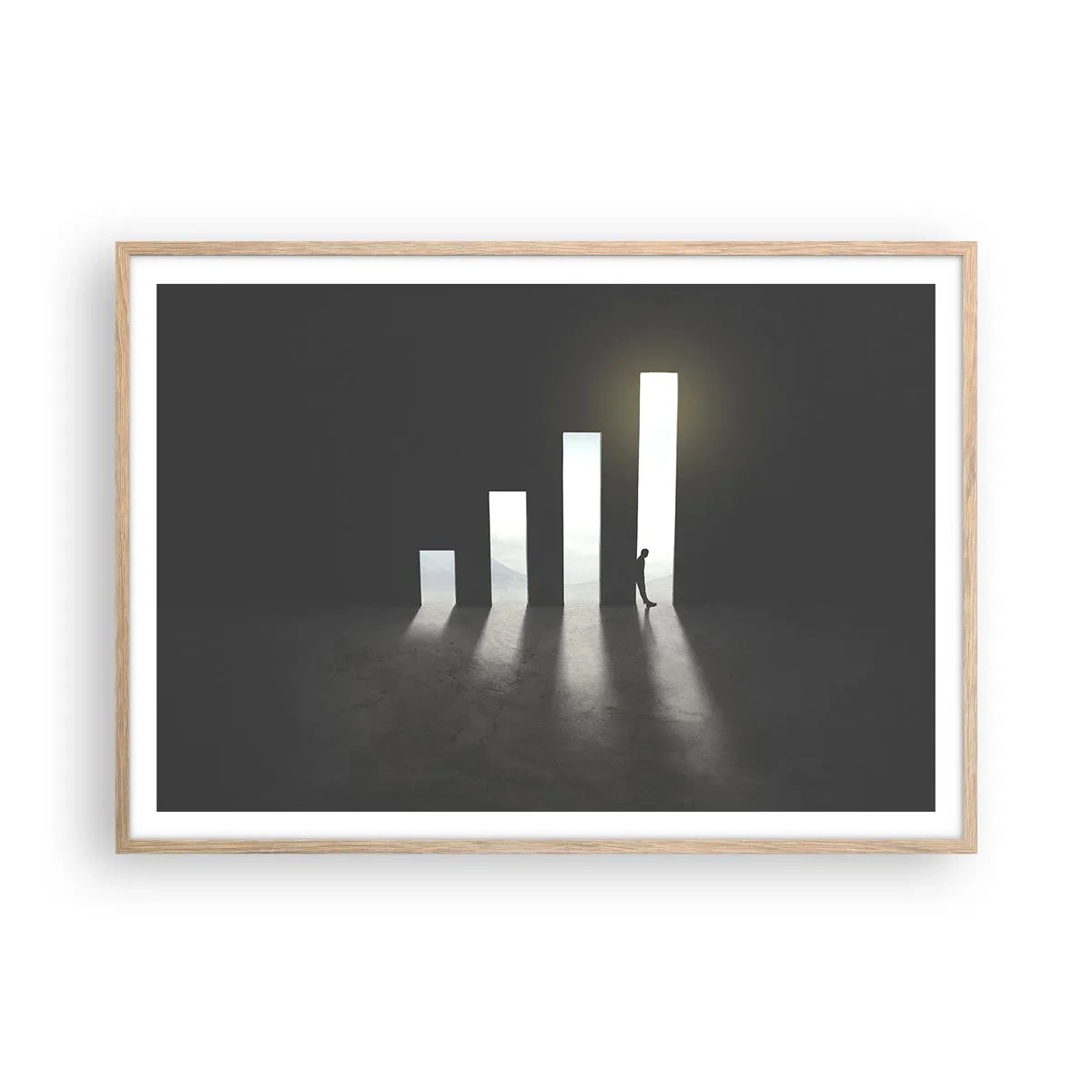 Pôster com moldura de carvalho claro - Sucesso – impressão - 100x70 cm