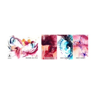 Amostra de Papel de Parede Standard Eco - Na proximidade, o mundo floresce - Abstração, Rosto de mulher, Olhos Femininos - 100x30 cm